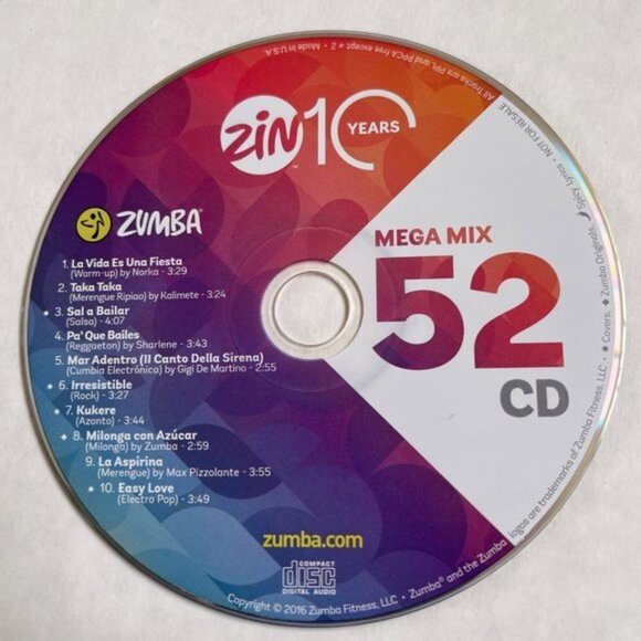 ZIN Zumba Instructor Network CD Fitness Mega Mix Exercise Dance 2016 Volume 52 - Picture 1 of 4